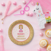 ゴールドグリッターキュートリトルプリンセスアキカ ペーパープレート (パーティー)