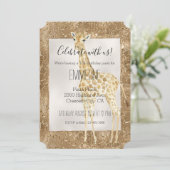 ゴールドグリッターキリンアニマルプリント 招待状 (スタンド正面)