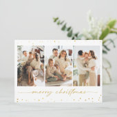 ゴールドグリッタークリスマス写真グリーティングカード 招待状 (スタンド正面)