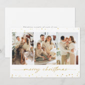 ゴールドグリッタークリスマス写真グリーティングカード 招待状 (正面/裏面)