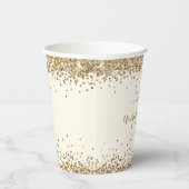 ゴールドグリッタークリームネームエンゲージメントパーティー 紙コップ (右)