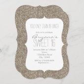 ゴールドグリッターグラム スイート16 バースデー招待状 招待状 (正面/裏面)