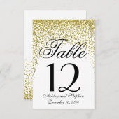 ゴールドグリッターコンフェッティテーブルナンバー 招待状 (正面/裏面)