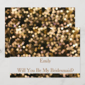 ゴールドグリッターコンフェッティ　あなたは私のブライズメイドになってくれる？ 招待状 (正面/裏面)