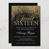 ゴールドグリッターコンフェッティ スウィート16 招待状 (正面/裏面)