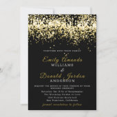 ゴールドグリッターコンフェッティ ブラック ウェディング招待状 招待状 (正面)
