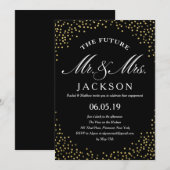 ゴールドグリッターコンフェッティ 将来の結婚式 | 婚約パーティー 招待状 (正面/裏面)