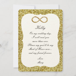 ゴールドグリッターゴールドインフィニティ メイドオブオナーカード 招待状