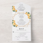 ゴールドグリッタージオオレンジ花柄ウェディング詳細出欠確認 オールインワン招待状 (内側)