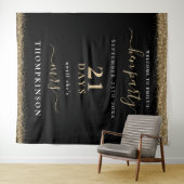 ゴールドグリッターデイズ ウェディングウェルカム ヘンパーティー ブラック タペストリー (インサイチュ(横))