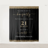 ゴールドグリッターデイズ ウェディング ウェルカム ヘンパーティー ブラック タペストリー (正面)