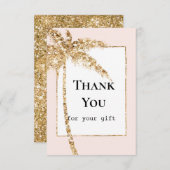 ゴールドグリッタートロピカルパームツリー サンキューカード (正面/裏面)