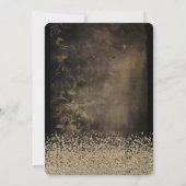 ゴールドグリッタードレス、ティアラ、ローズ ゴシック スイート16 招待状 (裏面)