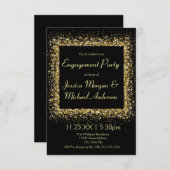 ゴールドグリッターフレーム - 3x5 婚約パーティー 招待状 (正面/裏面)