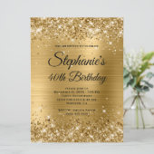 ゴールドグリッターホイルモノグラム40歳の誕生日 招待状 (スタンド正面)