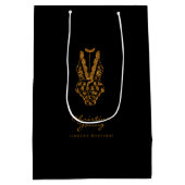 ゴールドグリッター下着専門店ロゴビジネスミディアム ミディアムペーパーバッグ (裏面)