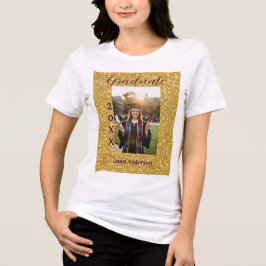 ゴールドグリッター写真卒業式名前クラス名入り トライブレンドTシャツ