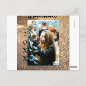 ゴールドグリッター写真卒業証書 名前クラステキストを追加 ポストカード (裏面)