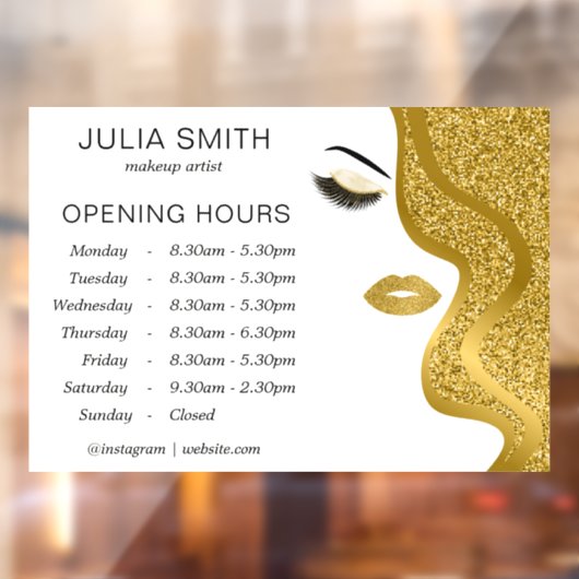 ゴールドグリッター効果のメイクアップ ウィンドウサイン (シート2)