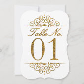 ゴールドグリッター効果の結婚式テーブルナンバーカード（01） 招待状 (裏面)