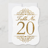 ゴールドグリッター効果の結婚式テーブル番号カード（20） 招待状 (裏面)