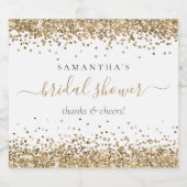 ゴールドグリッター名前乾杯 ブライダルシャワー スパークリングワインラベル (シングルラベル)