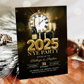 ゴールドグリッター新年会パーティー2025 招待状