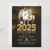 ゴールドグリッター新年会パーティー2025 招待状 (正面)