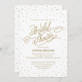 ゴールドグリッター星 エレガント ブライダルシャワー 招待状 (正面/裏面)