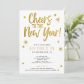 ゴールドグリッター白の新年パーティー招待状 招待状 (スタンド正面)