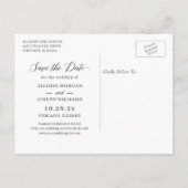 ゴールドグリッター秋の花嫁ウェディング・セーブ・ザ・デート インビテーションポストカード (裏面)