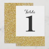ゴールドグリッター結婚式テーブルナンバーカード 招待状 (正面/裏面)