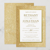 ゴールドグリッター結婚式招待状 招待状 (正面/裏面)