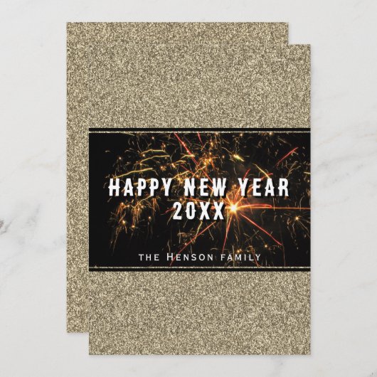 ゴールドグリッター花火 ハッピーニューイヤー2023 シーズンカード (正面/裏面)