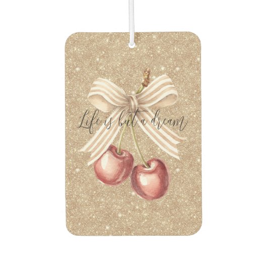 ゴールドグリッター赤いチェリー カーエアーフレッシュナー (正面)