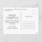 ゴールドグリッター輝き青モダンなクリスマスホリデー シーズンポストカード (裏面)