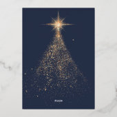 ゴールドグリッター輝き青モダンなクリスマスホリデー 箔シーズンカード (裏面)