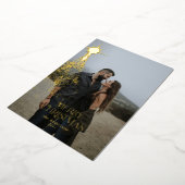 ゴールドグリッター輝き青モダンなクリスマスホリデー 箔シーズンカード (回転した状態)