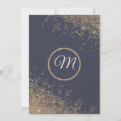 ゴールドグリッター輝き ネイビーブルー ブライズメイド 招待状 (裏面)