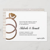 ゴールドグリッター重ねリング モダンウェディング 招待状 (正面/裏面)