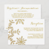 ゴールドグリッター雪の結晶冬のレセプションカード エンクロージャーカード (正面/裏面)