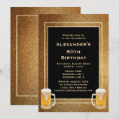 ゴールドグリッター額縁＆ビール 招待状 (正面/裏面)