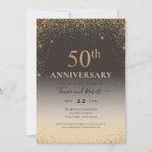 ゴールドグリッター風船 50周年記念 招待状 (正面)