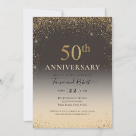 ゴールドグリッター風船 50周年記念 招待状