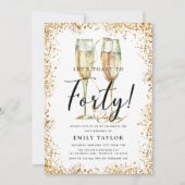 ゴールドグリッター40歳誕生日パーティー 招待状 (正面)
