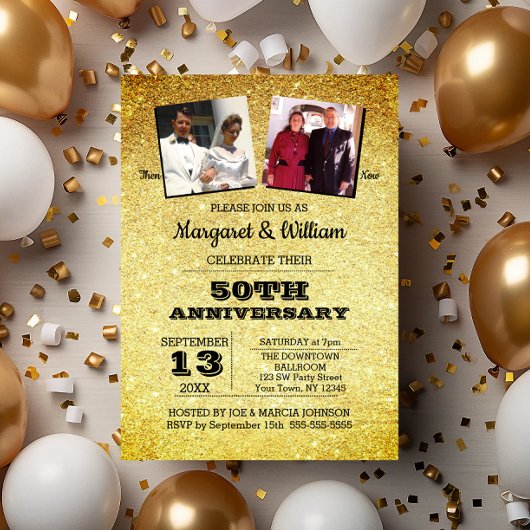 ゴールドグリッター50周年記念写真 招待状