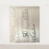 ゴールドグリッター50歳誕生日パーティーウェルカム タペストリー (正面)