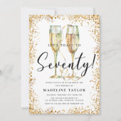 ゴールドグリッター70歳誕生日パーティー 招待状 (正面)