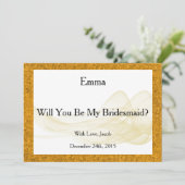 ゴールドグリッター あなたは私のブライズメイドになってくれますか? アブストラクト 招待状 (スタンド正面)