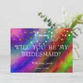 ゴールドグリッター あなたは私のブライズメイドになってくれますか 招待状 (スタンド正面)